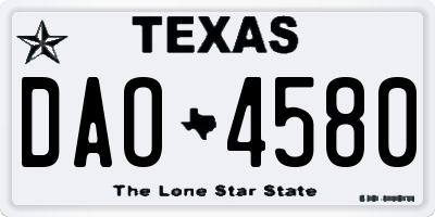 TX license plate DAO4580