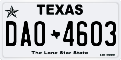 TX license plate DAO4603