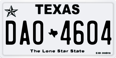 TX license plate DAO4604