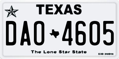 TX license plate DAO4605