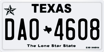 TX license plate DAO4608