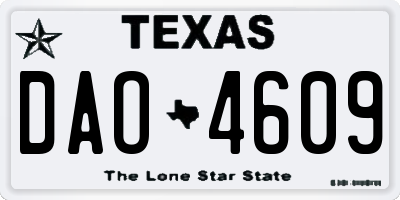 TX license plate DAO4609