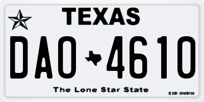 TX license plate DAO4610