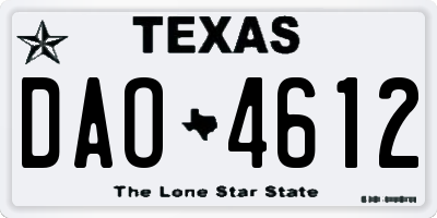 TX license plate DAO4612