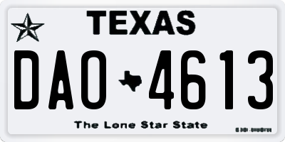 TX license plate DAO4613