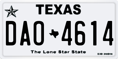 TX license plate DAO4614
