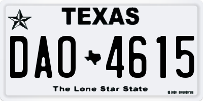 TX license plate DAO4615