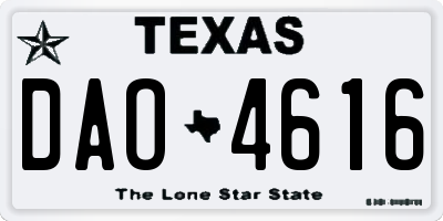 TX license plate DAO4616