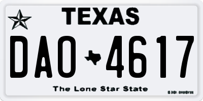 TX license plate DAO4617