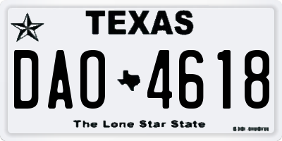TX license plate DAO4618