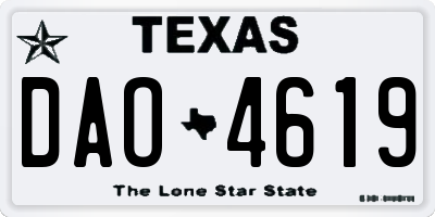 TX license plate DAO4619
