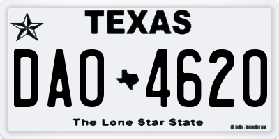TX license plate DAO4620