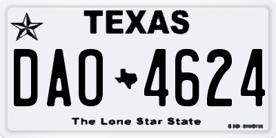 TX license plate DAO4624