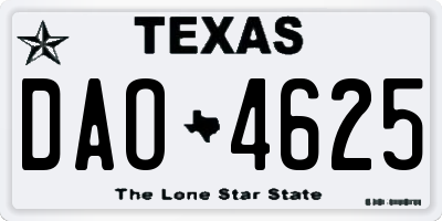 TX license plate DAO4625