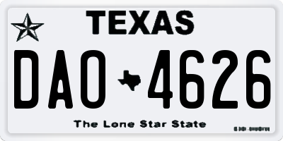 TX license plate DAO4626