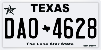 TX license plate DAO4628