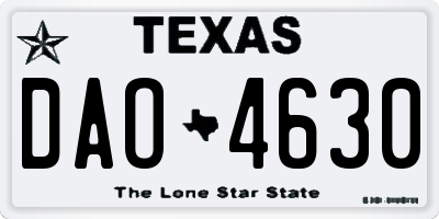 TX license plate DAO4630