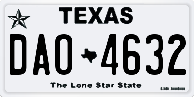 TX license plate DAO4632