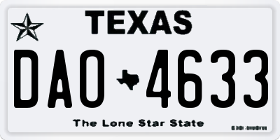 TX license plate DAO4633