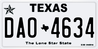 TX license plate DAO4634