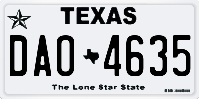 TX license plate DAO4635