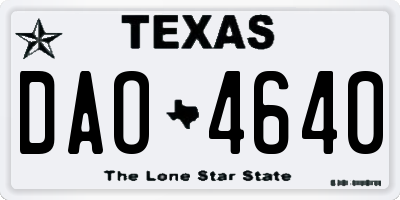 TX license plate DAO4640