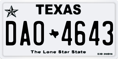 TX license plate DAO4643
