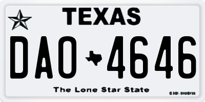 TX license plate DAO4646