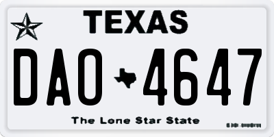 TX license plate DAO4647