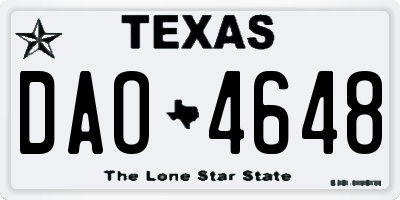 TX license plate DAO4648