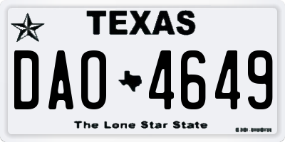 TX license plate DAO4649