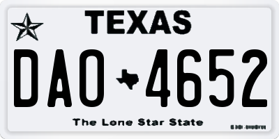 TX license plate DAO4652