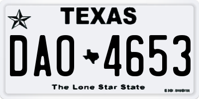 TX license plate DAO4653