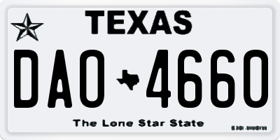 TX license plate DAO4660