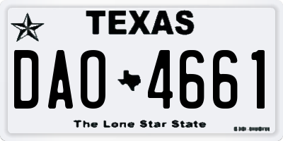 TX license plate DAO4661