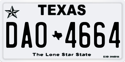 TX license plate DAO4664
