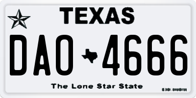 TX license plate DAO4666