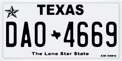 TX license plate DAO4669