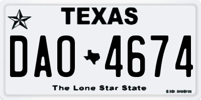 TX license plate DAO4674