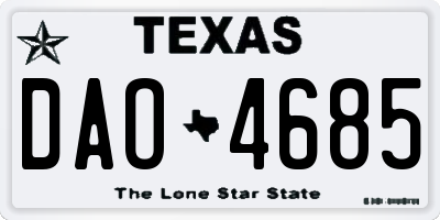 TX license plate DAO4685