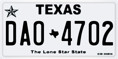 TX license plate DAO4702