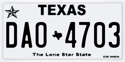 TX license plate DAO4703