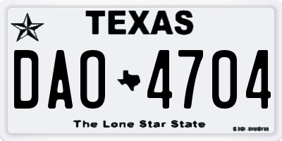 TX license plate DAO4704