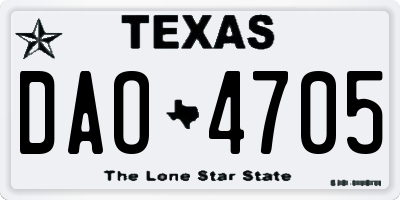 TX license plate DAO4705