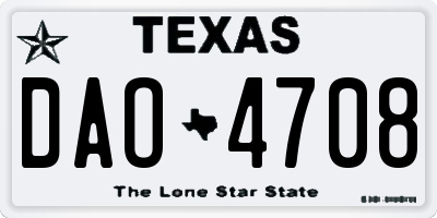 TX license plate DAO4708