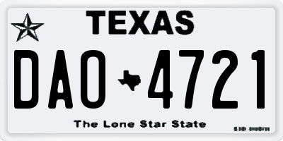 TX license plate DAO4721