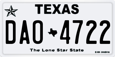 TX license plate DAO4722