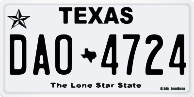 TX license plate DAO4724