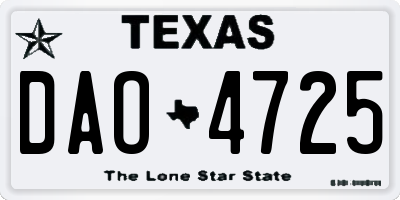 TX license plate DAO4725