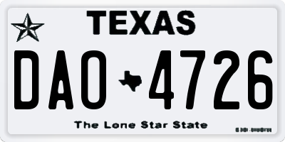 TX license plate DAO4726
